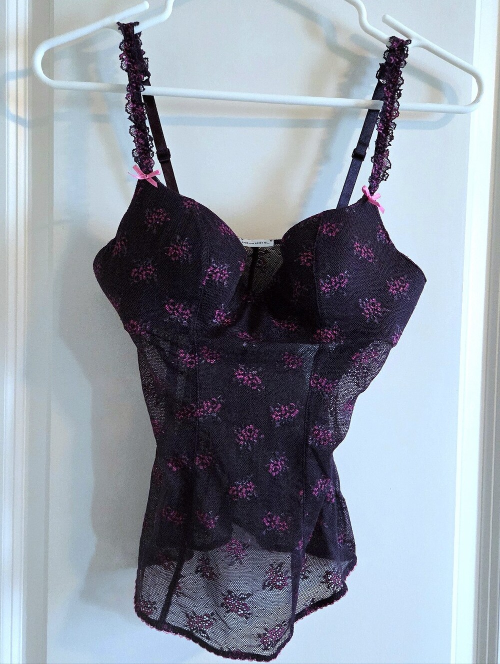 Intimissimi Vintage Plum Purple Floral Mesh Bustier Camisole Top Small Like New